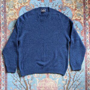 Brooks Brothers navy blue heather wool Scotland Shetland sweater L